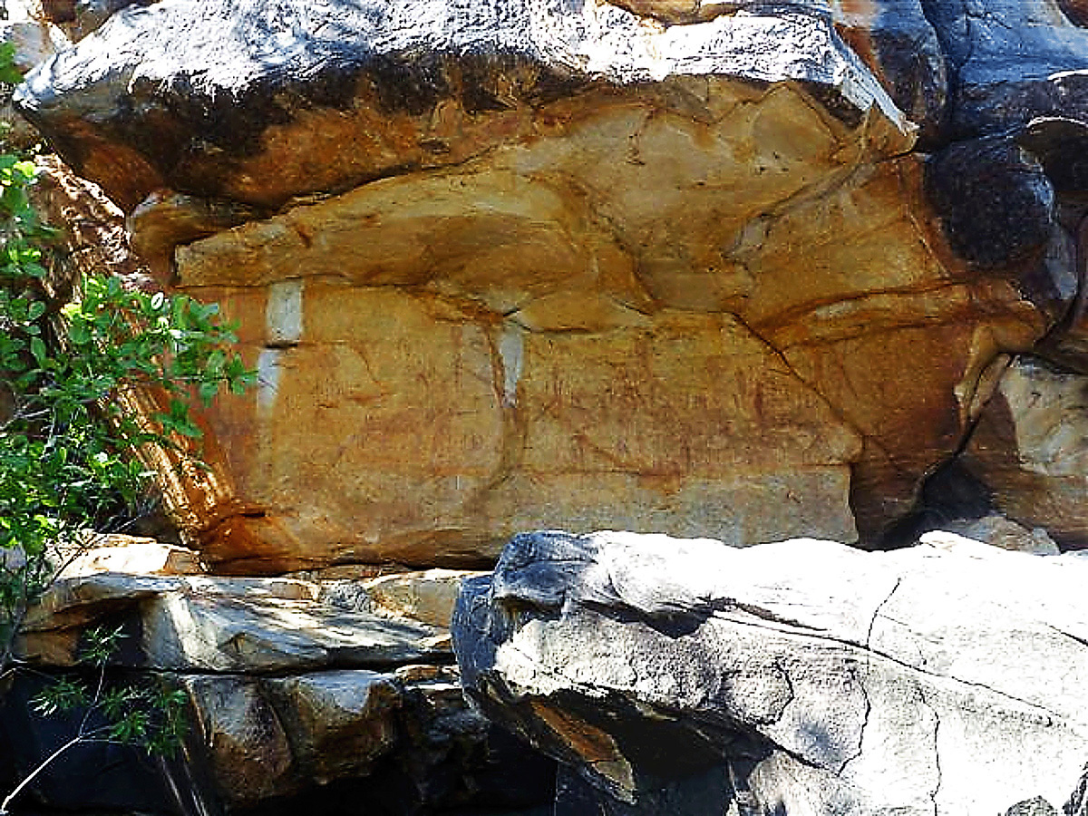 Art under overhanging rock, Mitchell Falls, Kimberley, WA.