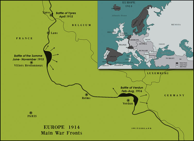 Europe 1914 – main war fronts