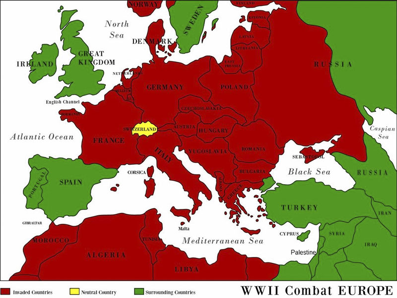 Map of World War 2 combatants in Europe